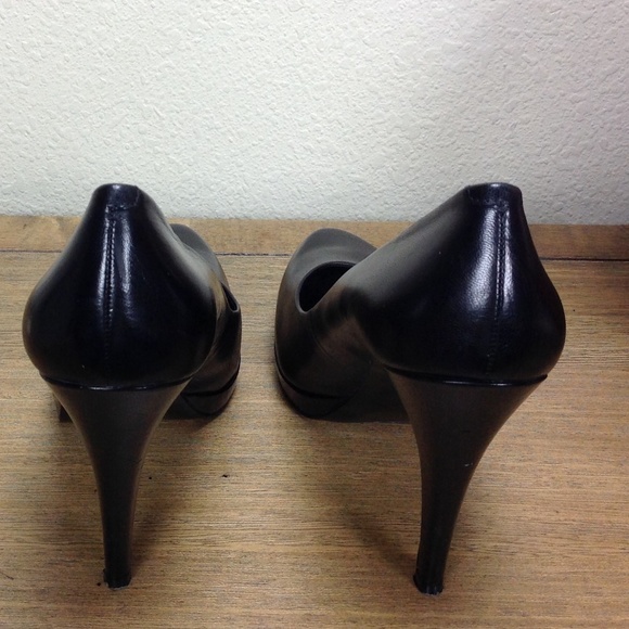 Nine West Black Leather Almond Toe Platfor… - Picture 3 of 7